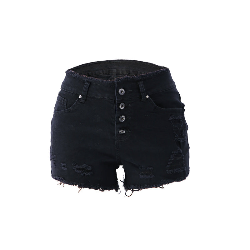 Fringe Womens Shorts with Buttons - Black S - shorts
