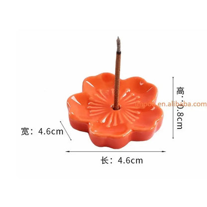 Cherry Blossom Incense Burner Home Ceramic Decor Stick Holder Aromatherapy