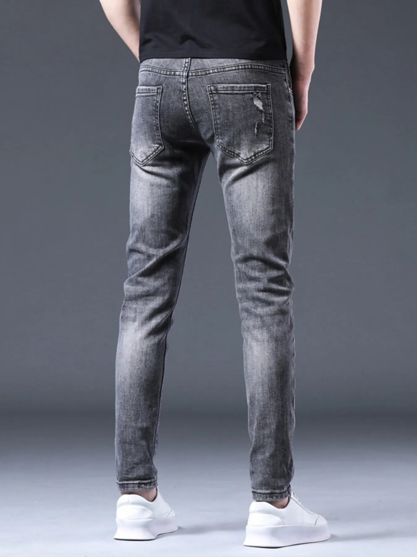 Men's Distressed Slim Fit Ripped Jeans - -
