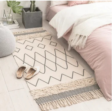 Tufted Cotton Bedside Floor Rug Kia Day Design