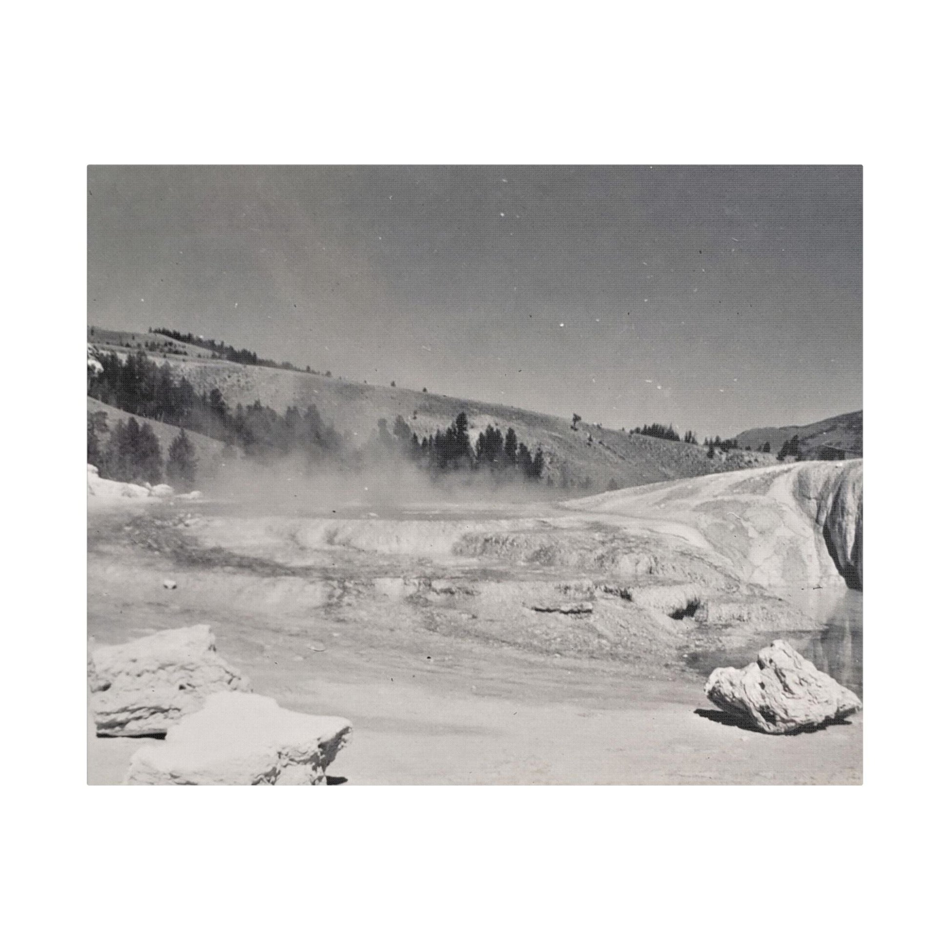 Mammoth Hot Springs Satin Canvas Stretched