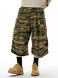 Men's Camo Cargo Culottes Shorts - Olive Brown -