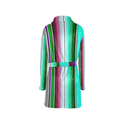 Turquoise Serape Women's Western Bath Robe - - Blanket Robe & Hoodie
