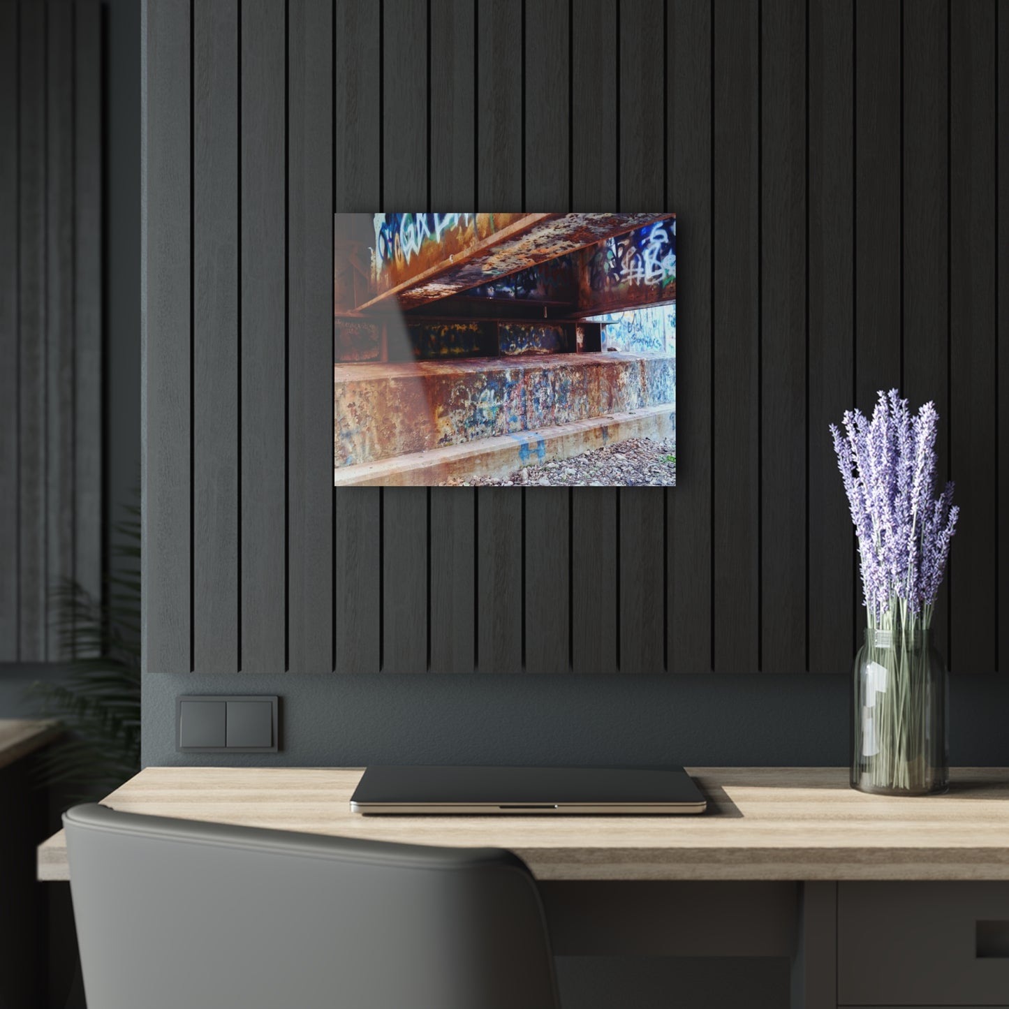 Acrylic Print — Urban Rust Graffiti Photograph French Cleat Hanging - 20″ x 16″ (Horizontal) 0.25'' - Home Decor