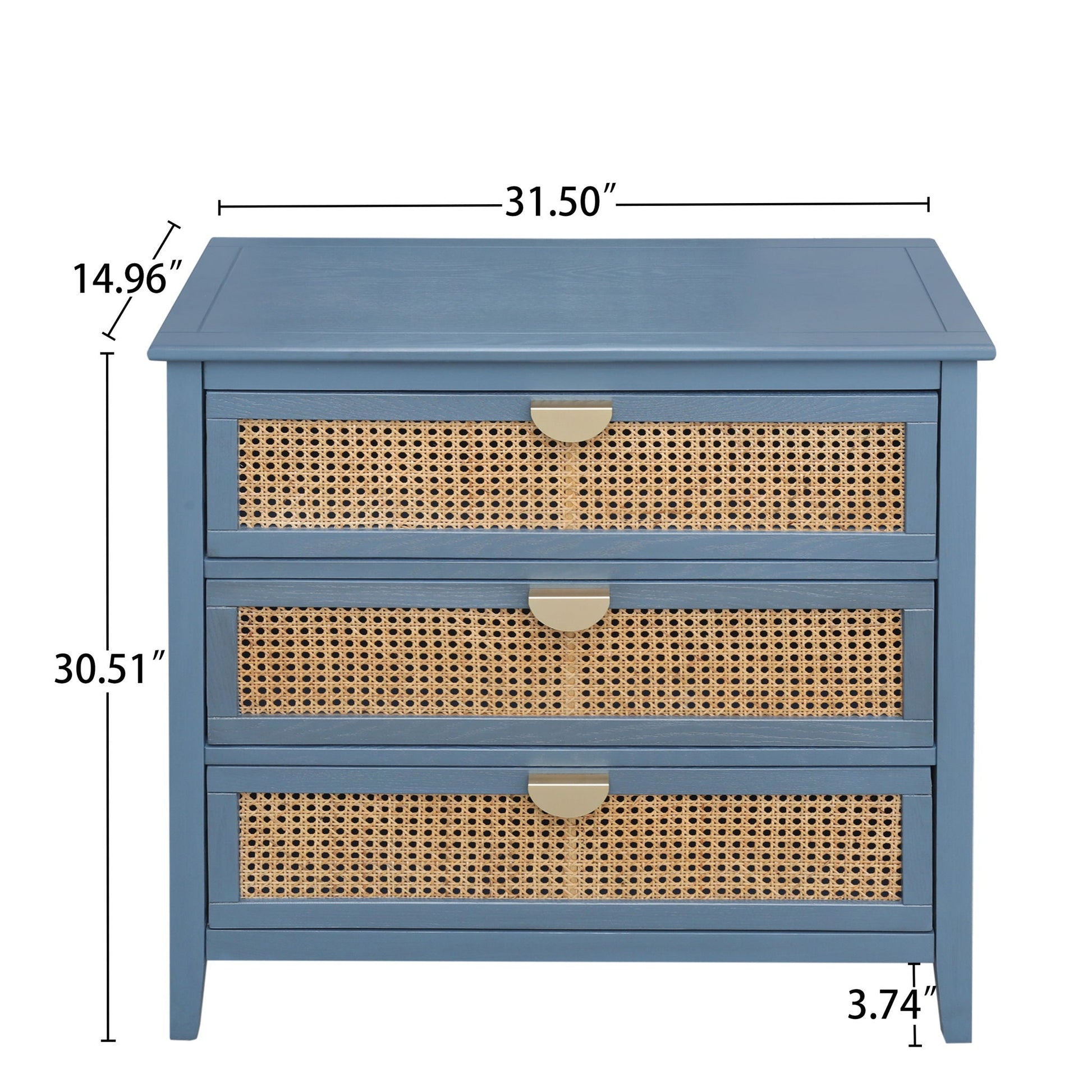 3 Drawer Cabinet, Natural Rattan, American Furniture- Unique Piece Furniture- {{Product type}}