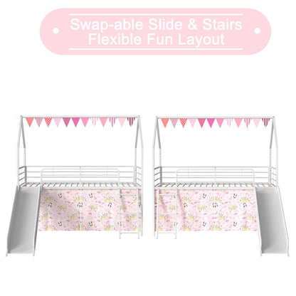 Jack - House Loft Bed With Slide And Curtain Set- HouseOfZazla- {{Product type}}