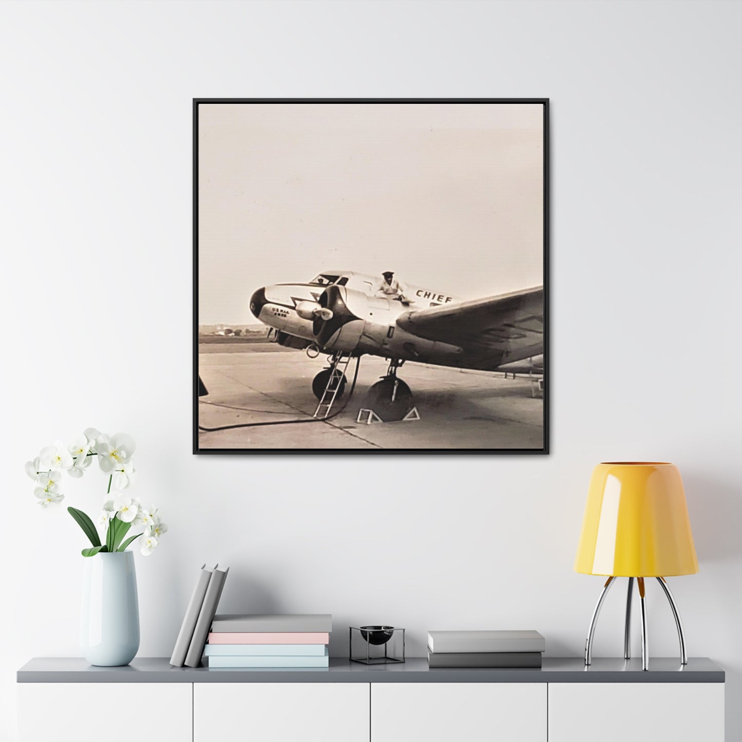 Refueling Mid-Contintent Chief Line 1939 Gallery Canvas Wraps, Square Frame