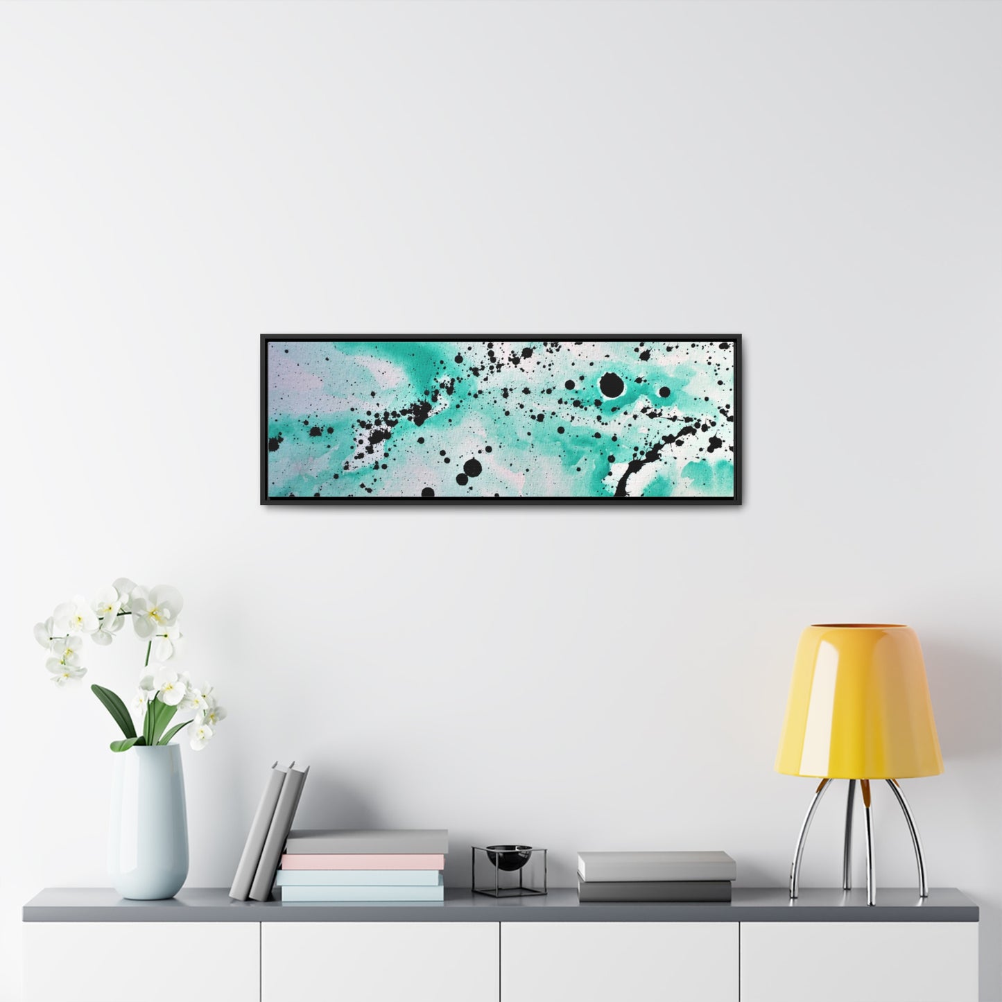 Teal Burst Gallery Canvas Wraps, Horizontal Frame