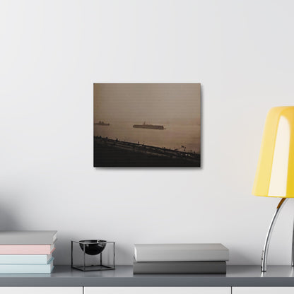 Navy Day New York Hudson River October 27th 1945 War Ships Stretched Canvas 1.5" 14″ x 11″