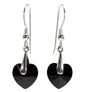 Swarovski Crystal Heart Drop Earrings 925 Sterling Silver - Black - earrings
