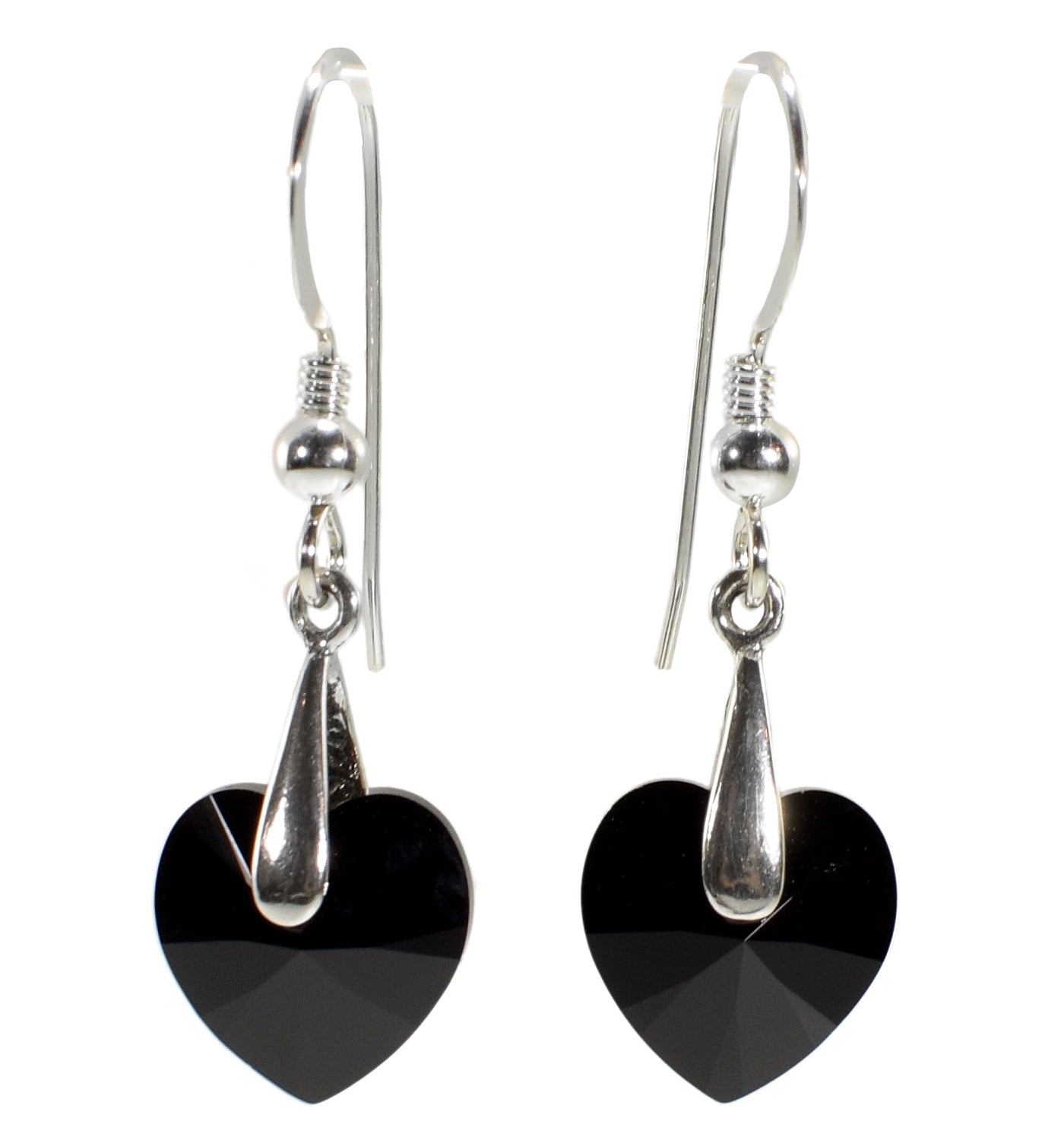 Swarovski Crystal Heart Drop Earrings 925 Sterling Silver - - earrings