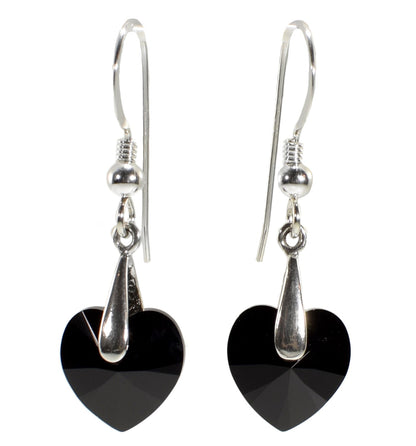 Swarovski Crystal Heart Drop Earrings 925 Sterling Silver - - earrings