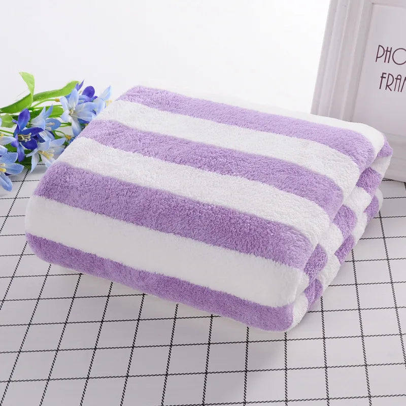 Absorbent Microfiber Stripe Bath Towel