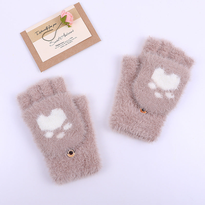 Winter Cat Claw Knit Gloves - - gloves