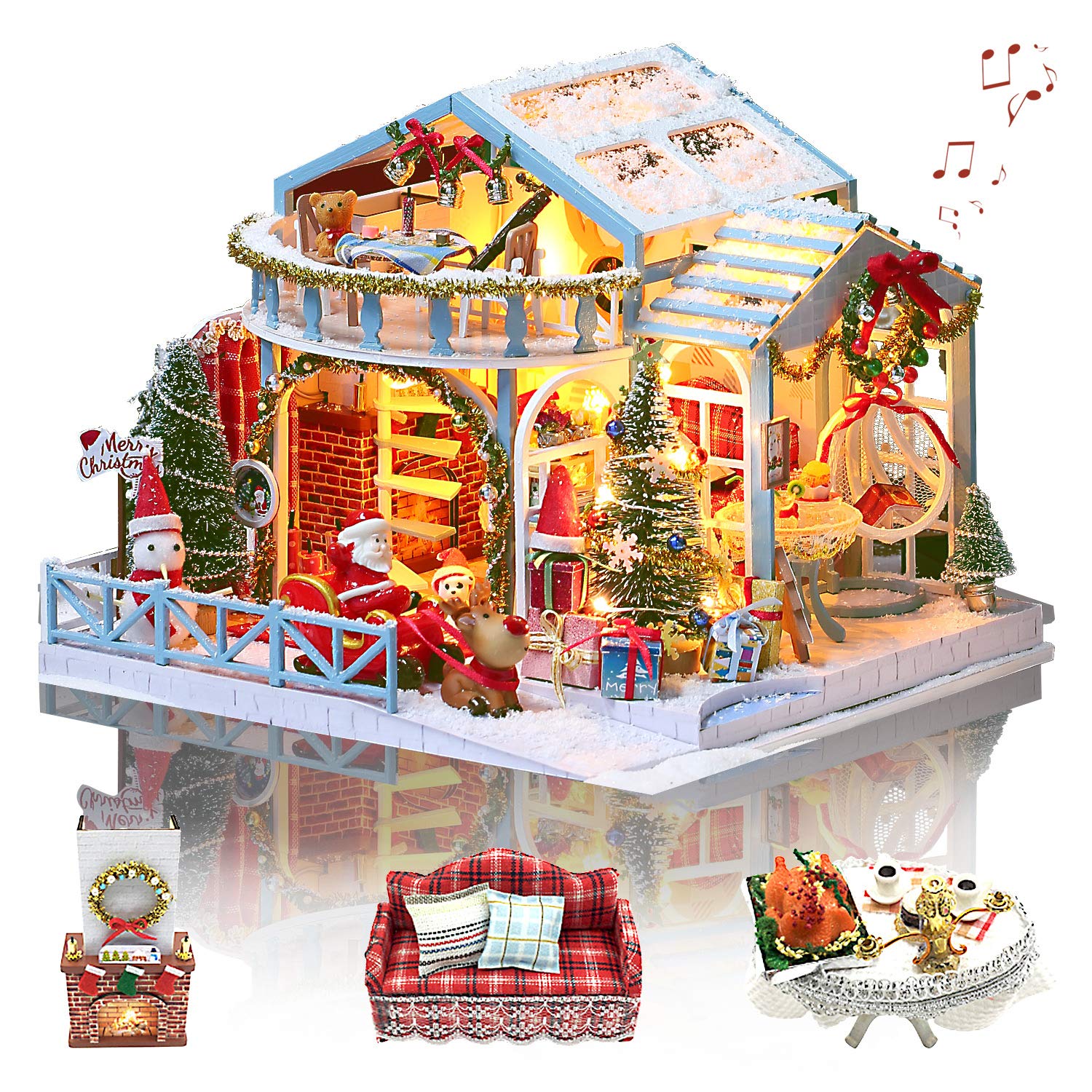 GuDoQi Craft Miniature Dollhouse Kit with Sound - - mini dollhouse