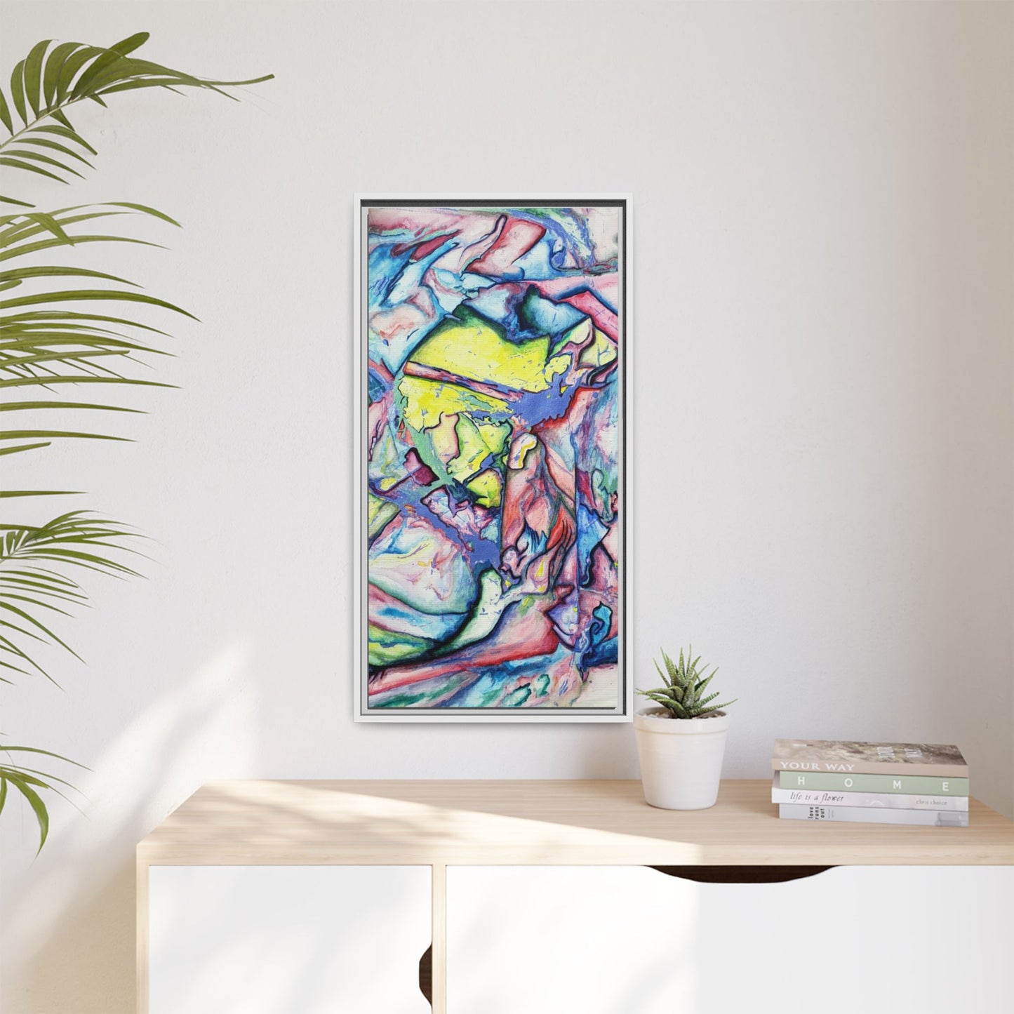 Alien Abstract Colorful Framed Canvas Art - Kia Day Design