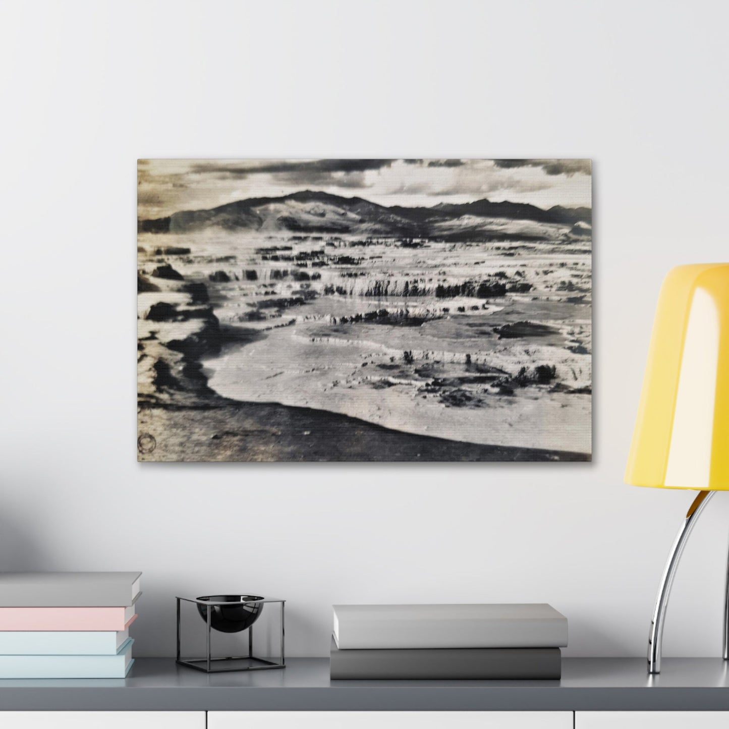 Springs at top of Jupiter Terrace Yellowstone Canvas Gallery Wraps 24″ x 16″ 1.25"