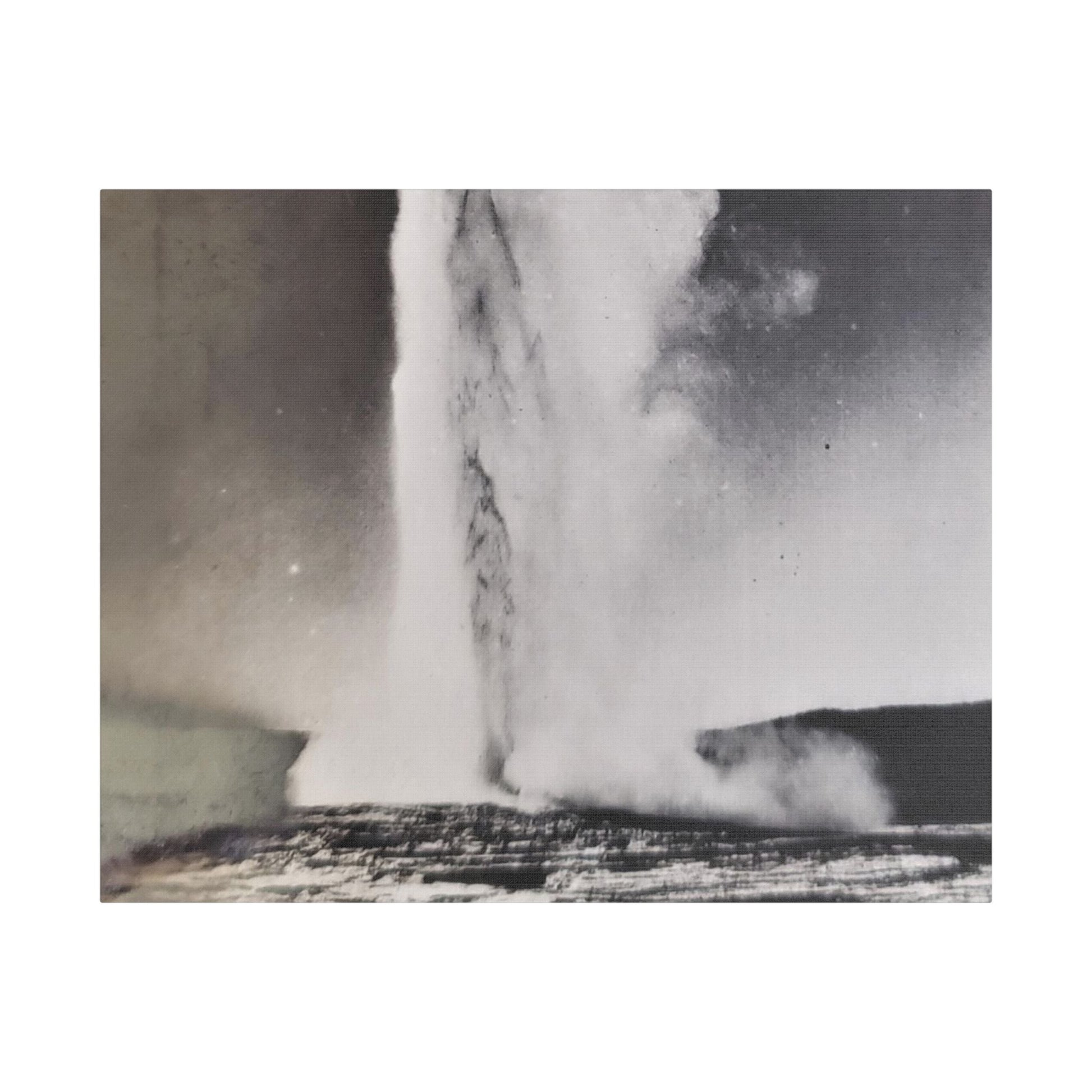 Old Faithful Geyser Yellowstone Satin Canvas Stretched
