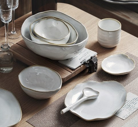 Ceramic Irregular Dinnerware Set with Bowls and Plates - - dinnerware