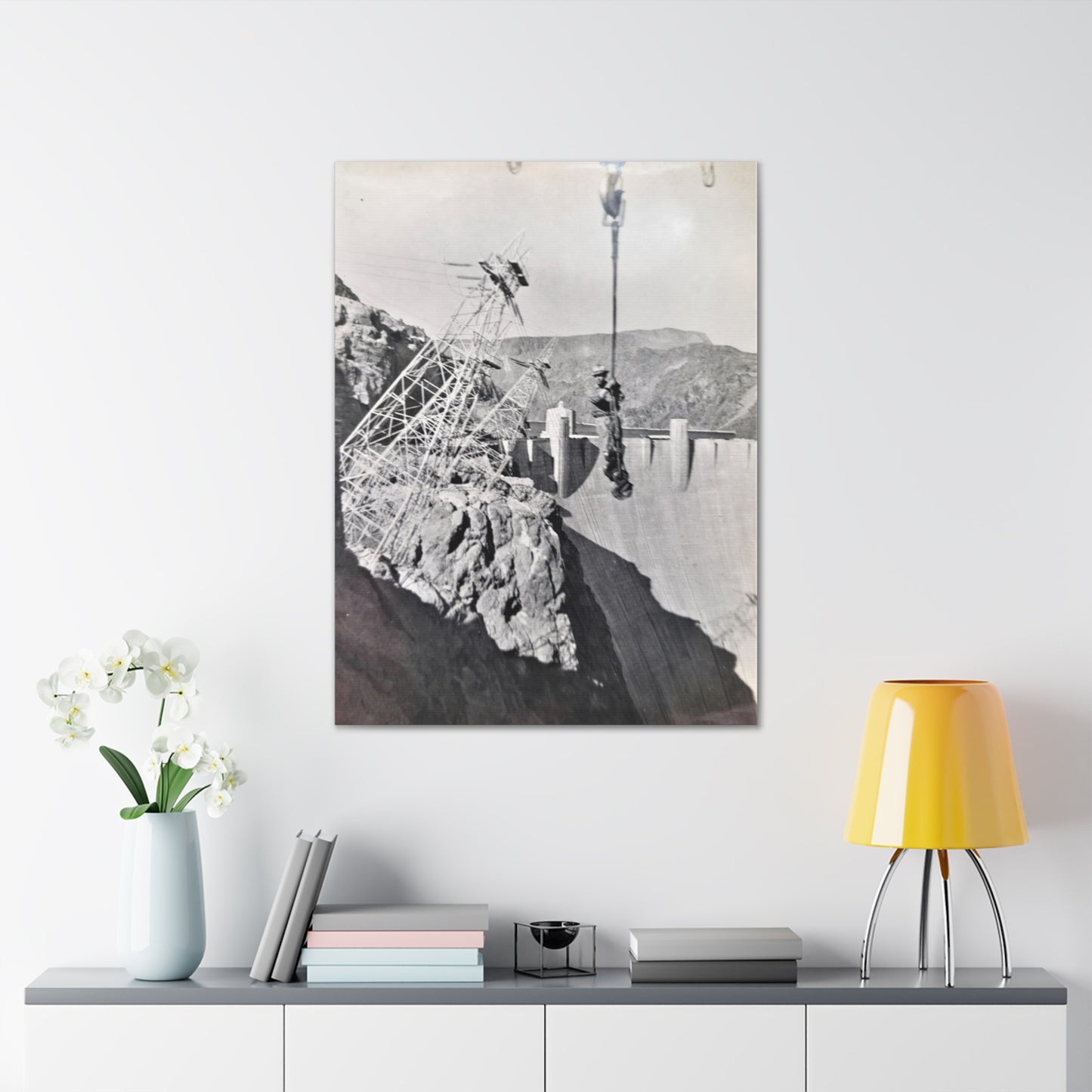 Suspended Boulder Dam Worker Canvas Gallery Wraps