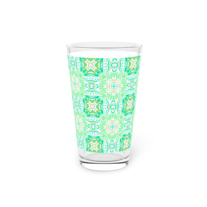 Light Green Geometric Pint Glass - 16oz - Kia Day Design