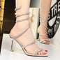 Women's Stiletto Heels with Snake-shaped Rhinestones - Champagne 38 -