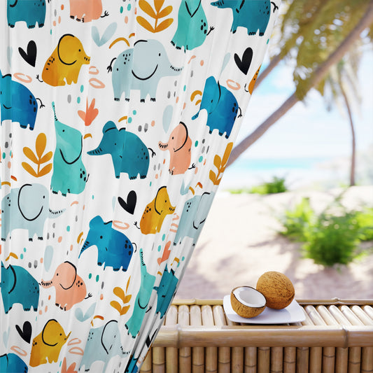 Kids Elephant Window Curtain - Kia Day Design