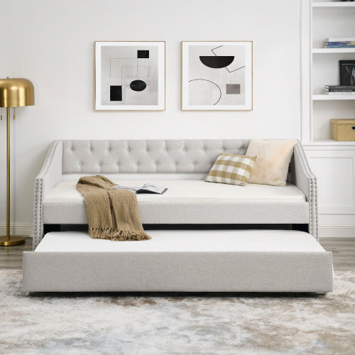The Double Sofa Bed Has A Double Roller Upholstered Tufted Sofa Bed - - sofa bed