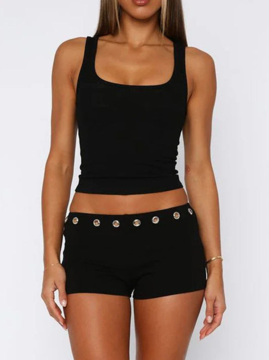 Wide Strap Tank and Shorts Set - -