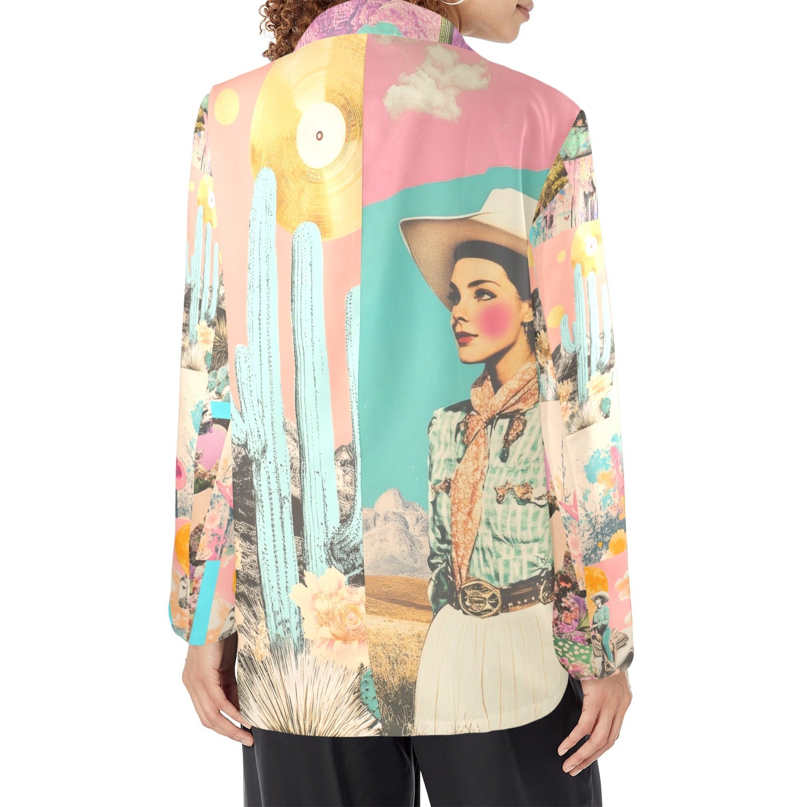 Baha Ranch Retro Pop Western Pop Cowgirl Blazer - - Jackets & Blazers