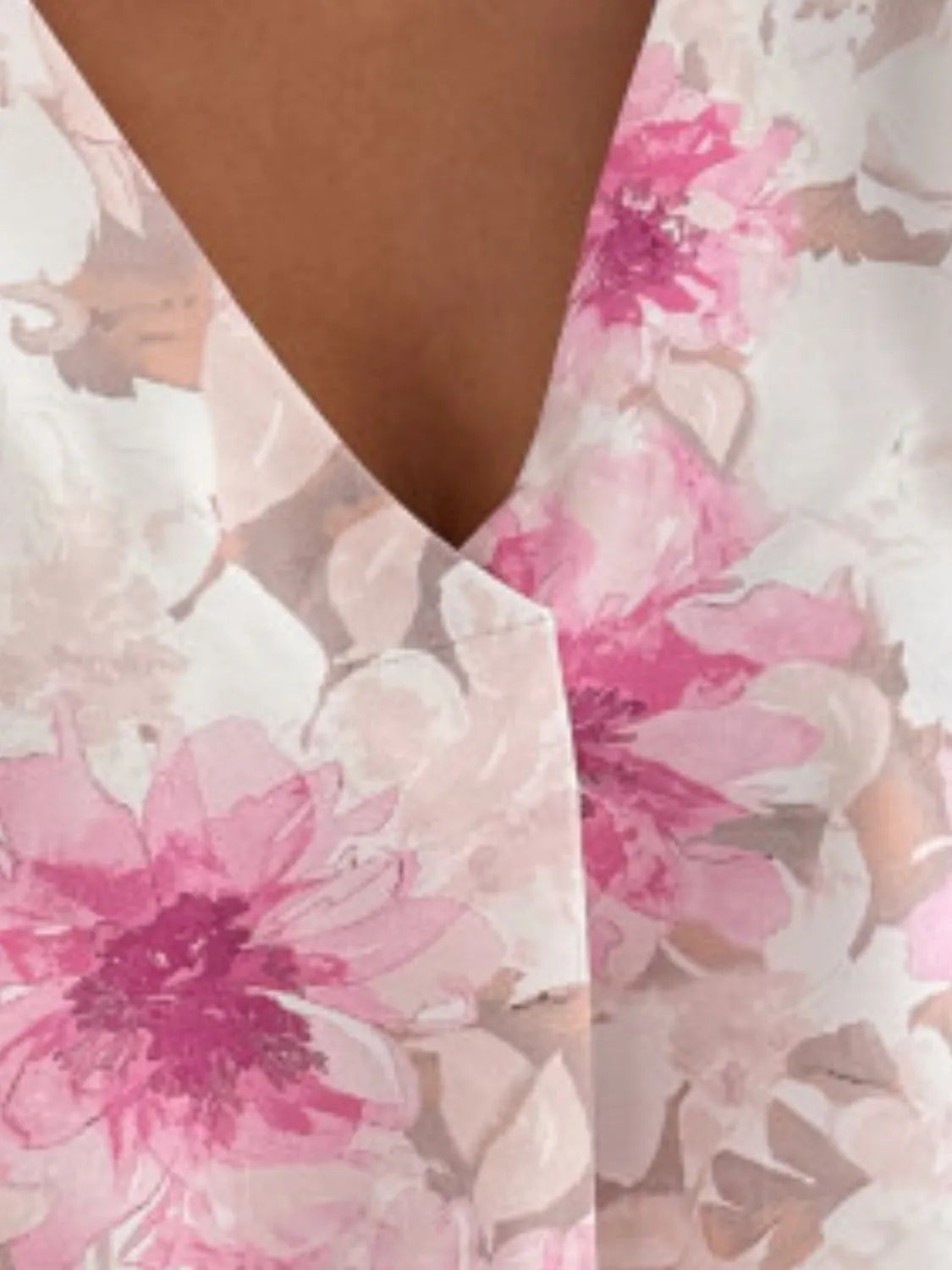 Floral V-Neck Long Sleeve Blouse - -