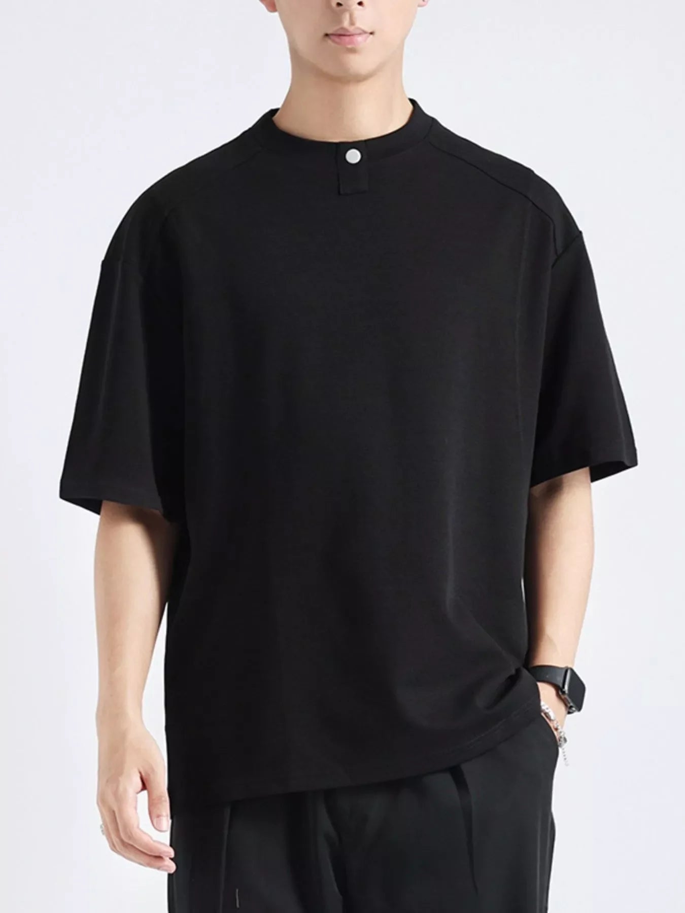 Men's Plus Size Casual Short Sleeve T-Shirt - Black -