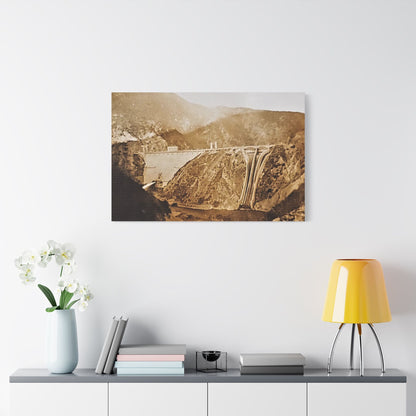 Back View Morris Dam Spillway Satin Canvas Stretched