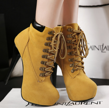 Cross Strap Stiletto Martin Boots