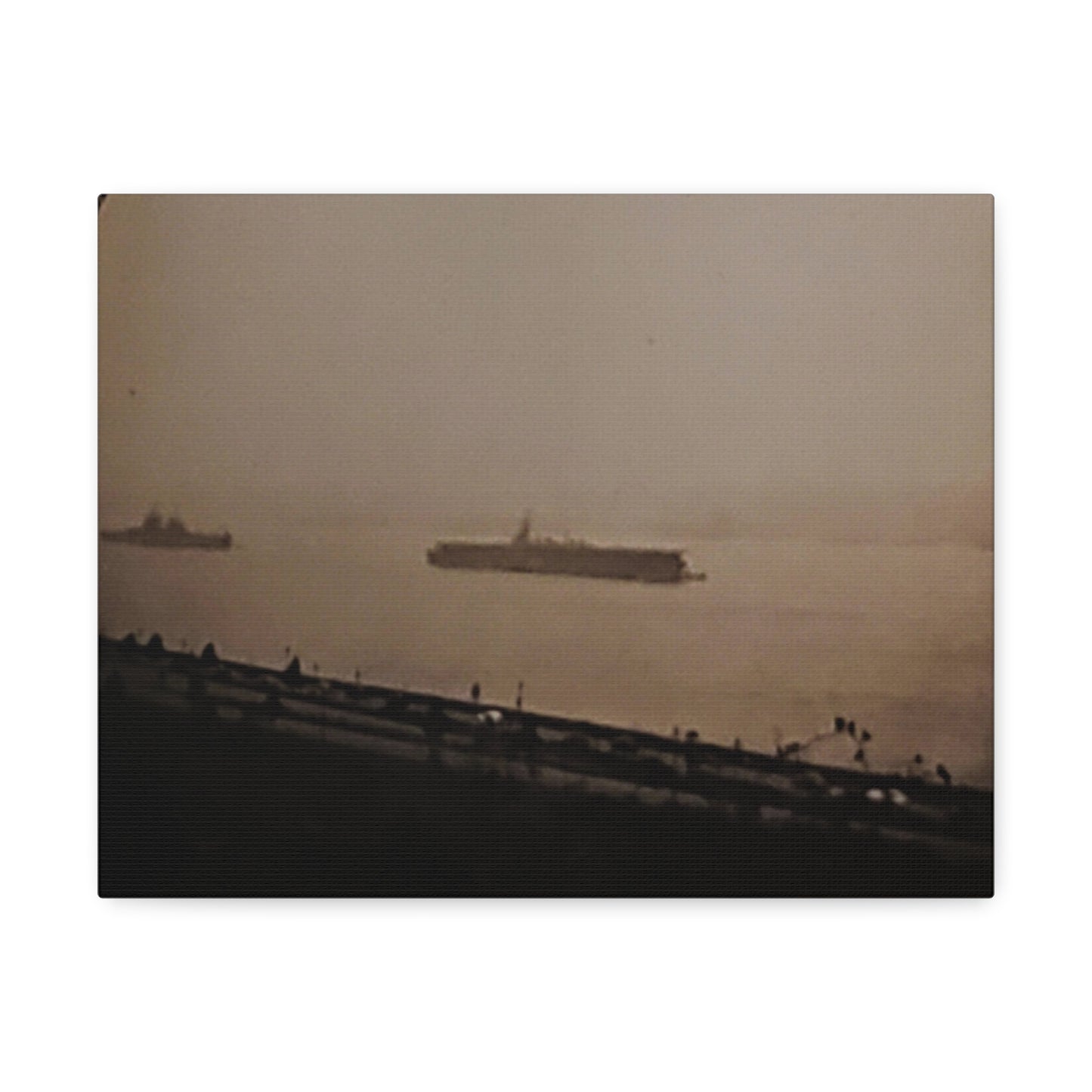 Navy Day New York Hudson River October 27th 1945 War Ships Stretched Canvas