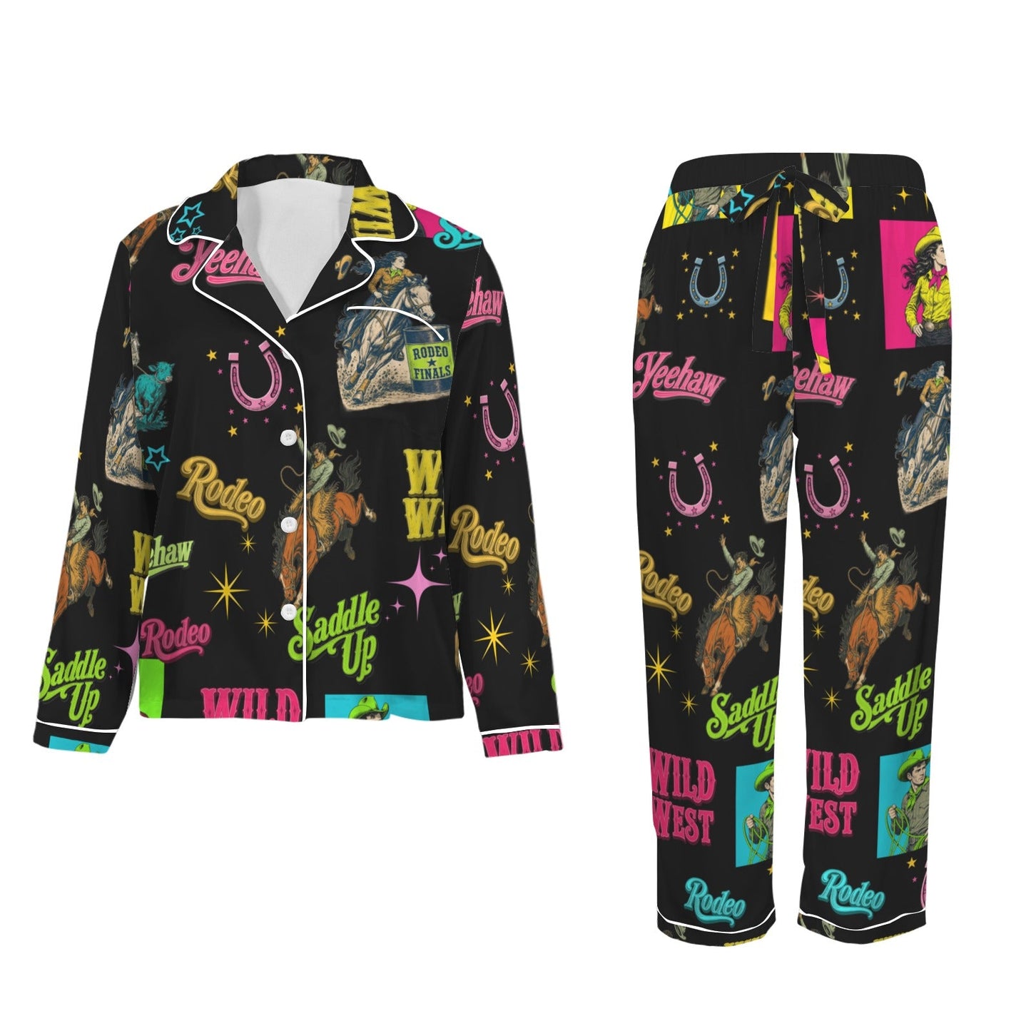 Baha Ranch The Last Round Up Satin Pajama Set - - Pajama Sets