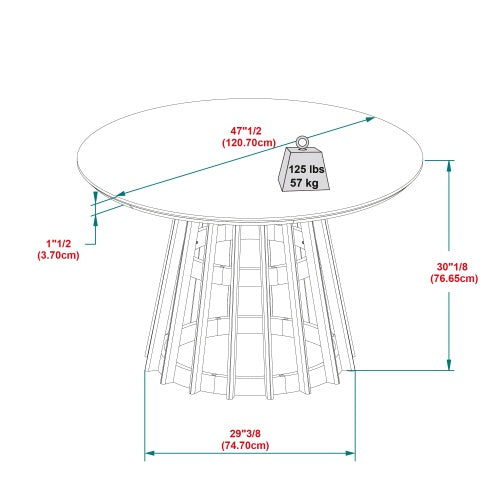 Modern Round Solid Wood Dining Table With Pedestal Base Brown - -