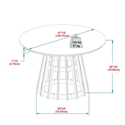 Modern Round Solid Wood Dining Table With Pedestal Base Brown - -