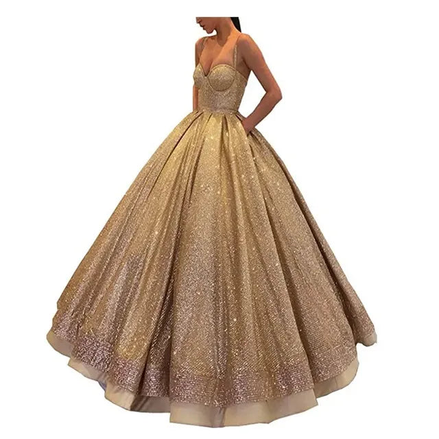 Backless Halter Dress with Shiny Pleated Skirt - Champagne L - dress