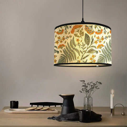 Bamboo Lampshade with Floral Patterns - - lamp shade