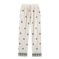 Elastic Waist Tied Embroidered Wide Leg Pants for WomenStyle Fashion Casual - Color -