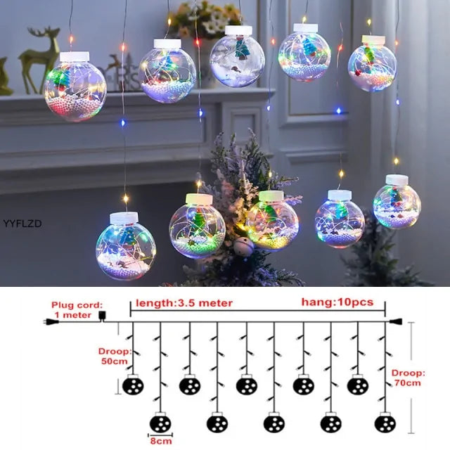 Christmas Curtain String Light Balls - Christmas Tree 5 - string lights