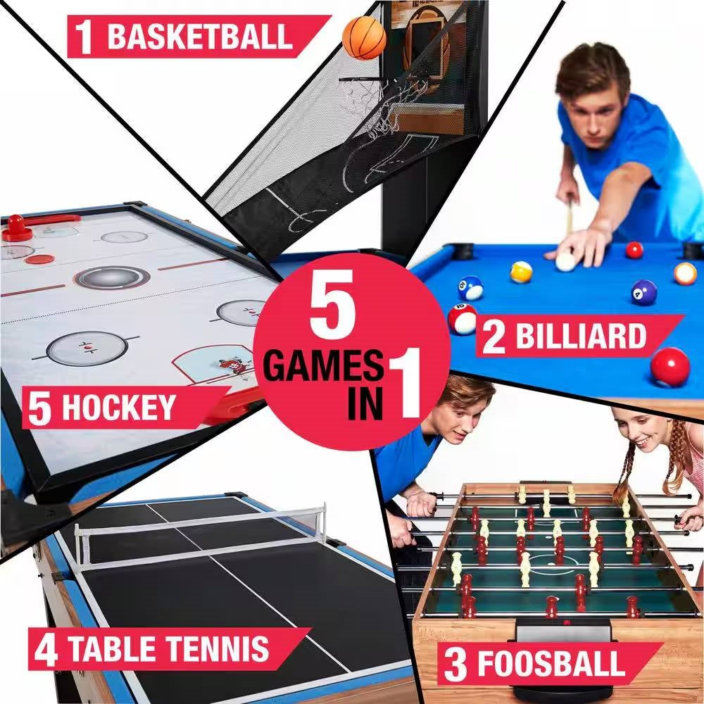 5-in-1 Game Table - Foosball Pool Basketball Ping Pong and Slide Hockey - - Accents > Game Room