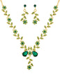 Sacina Green Bridesmaid Jewelry Set Flower Leaf Rhinestone Necklace and Earrings Set Wedding Jewelry Green Necklace Green Jewelry Set for Women Vintage Necklace Christmas Jewelry Gift