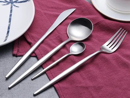 Complete Tableware Set Silver 24 Pieces