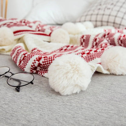 European-Style Striped Knitted Throw Blanket Kia Day Design