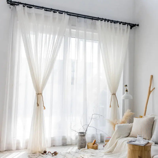 White Cotton Linen Sheer Curtain - Kia Day Design