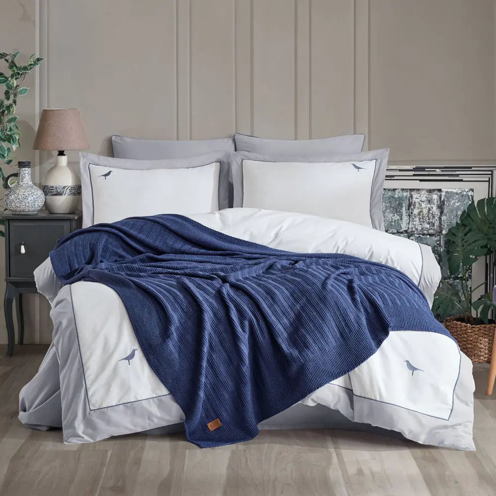 Hobby Double New Fancy Blanket Set - Indigo Kia Day Design