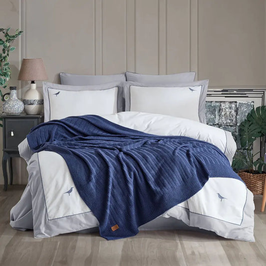 Hobby Double New Fancy Blanket Set - Indigo