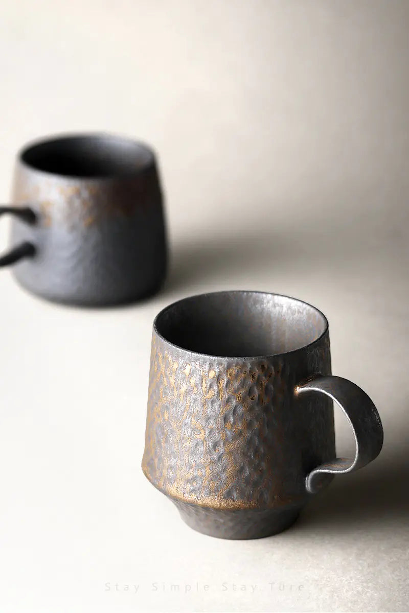 Black Vintage Handmade Ceramic Coffee Mug - Kia Day Design
